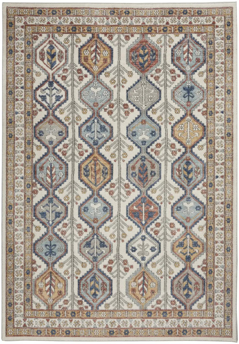 4' X 6' Ivory Southwestern Power Loom Non Skid Area Rug - Homeroots