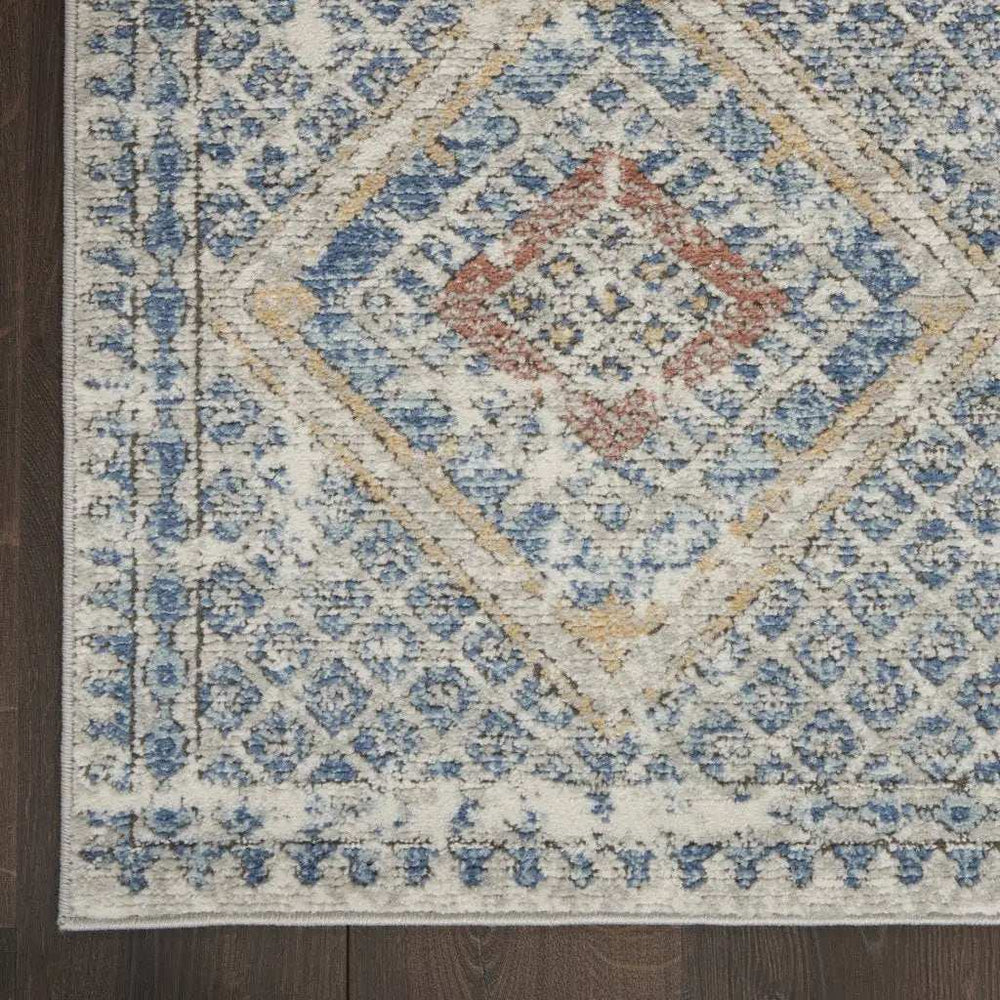 2' X 4' Blue And Ivory Southwestern Power Loom Non Skid Area Rug - Homeroots - Flyclothing LLC