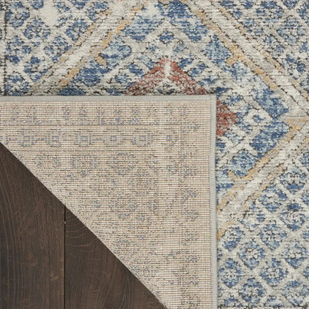 3' X 5' Blue And Ivory Southwestern Power Loom Non Skid Area Rug - Homeroots - Flyclothing LLC