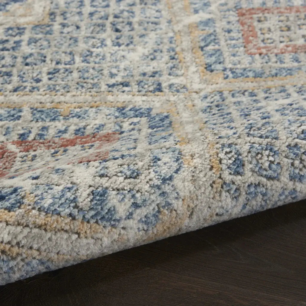 3' X 5' Blue And Ivory Southwestern Power Loom Non Skid Area Rug - Homeroots - Flyclothing LLC