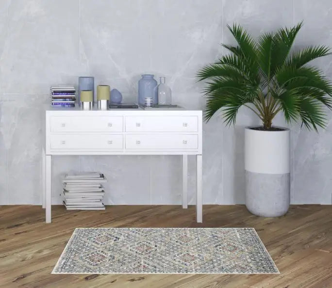 3' X 5' Blue And Ivory Southwestern Power Loom Non Skid Area Rug - Homeroots - Flyclothing LLC