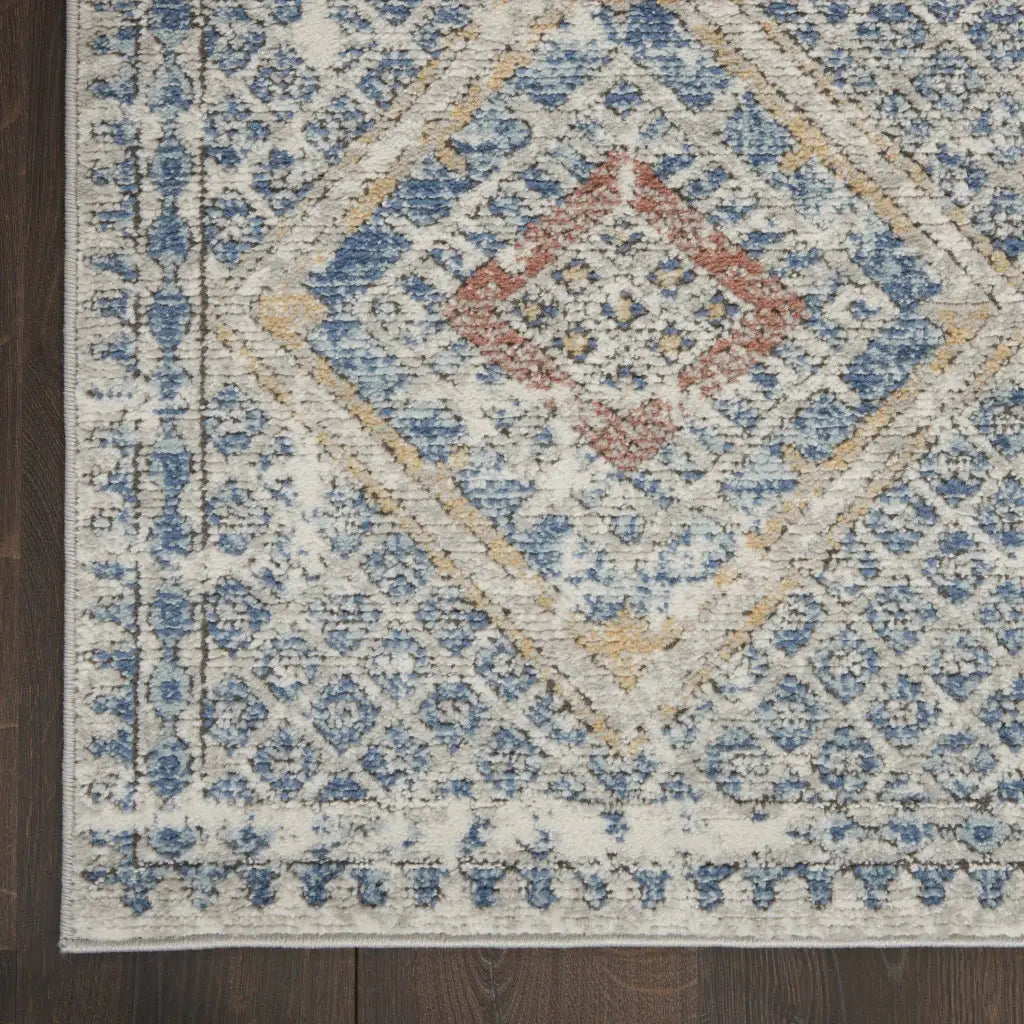 3' X 5' Blue And Ivory Southwestern Power Loom Non Skid Area Rug - Homeroots - Flyclothing LLC