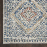 4' X 6' Blue And Ivory Southwestern Power Loom Non Skid Area Rug - Homeroots