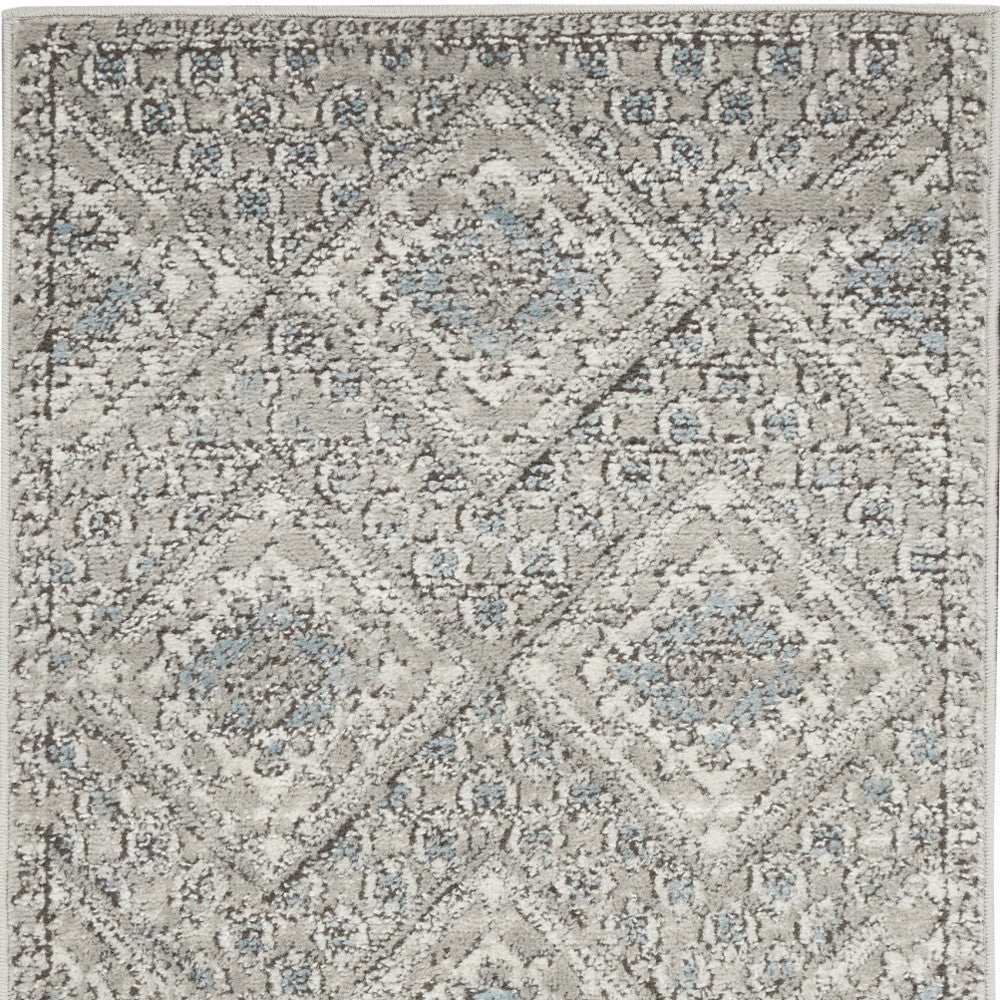 2' X 4' Grey Ivory And Blue Southwestern Power Loom Non Skid Area Rug - Homeroots - Flyclothing LLC