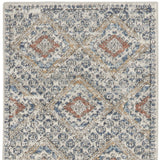2' X 8' Grey Ivory And Blue Southwestern Power Loom Non Skid Runner Rug - Homeroots