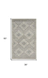 3' X 5' Grey Ivory And Blue Southwestern Power Loom Non Skid Area Rug - Homeroots - Flyclothing LLC