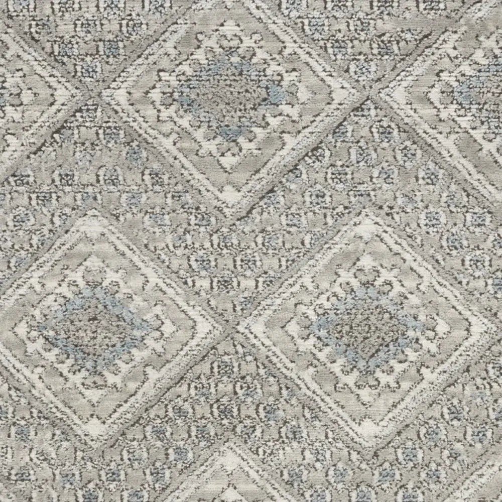 3' X 5' Grey Ivory And Blue Southwestern Power Loom Non Skid Area Rug - Homeroots - Flyclothing LLC