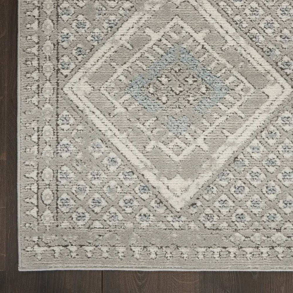 3' X 5' Grey Ivory And Blue Southwestern Power Loom Non Skid Area Rug - Homeroots - Flyclothing LLC