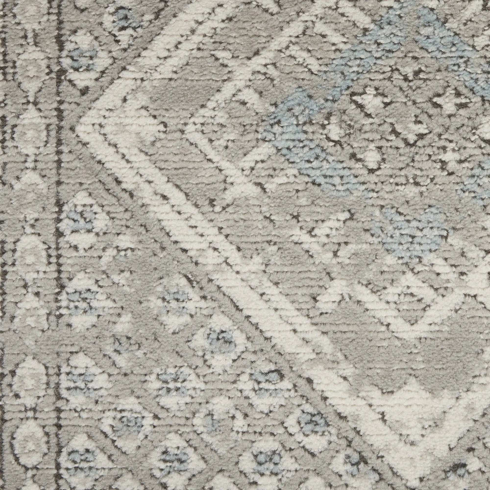 4' X 6' Grey Ivory And Blue Southwestern Power Loom Non Skid Area Rug - Homeroots - Flyclothing LLC