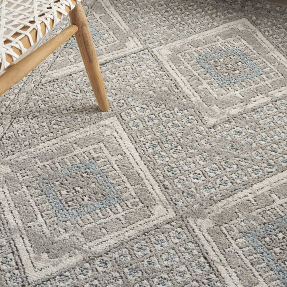 4' X 6' Grey Ivory And Blue Southwestern Power Loom Non Skid Area Rug - Homeroots - Flyclothing LLC