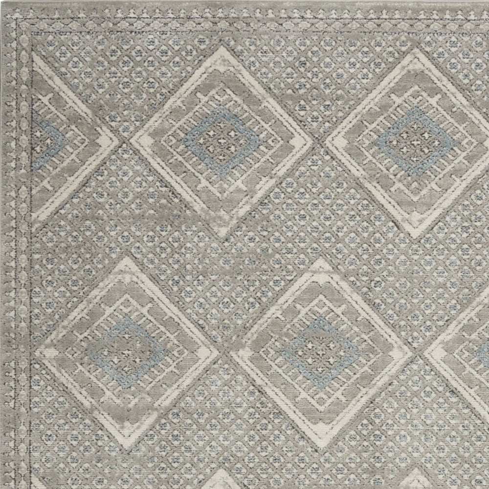 4' X 6' Grey Ivory And Blue Southwestern Power Loom Non Skid Area Rug - Homeroots - Flyclothing LLC