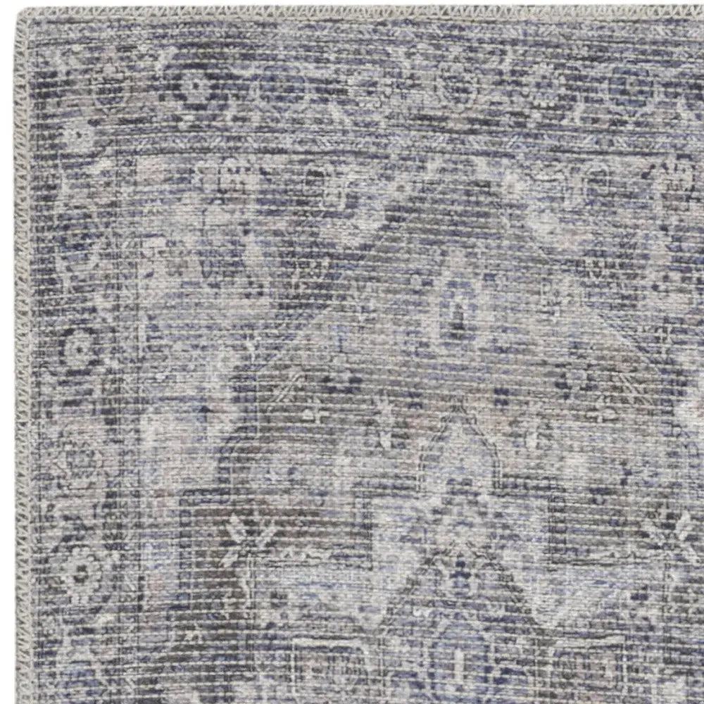 2' X 6' Grey Oriental Power Loom Distressed Washable Runner Rug - Homeroots - Flyclothing LLC