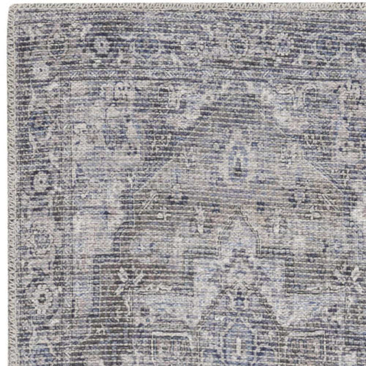 2' X 6' Grey Oriental Power Loom Distressed Washable Runner Rug - Homeroots - Flyclothing LLC