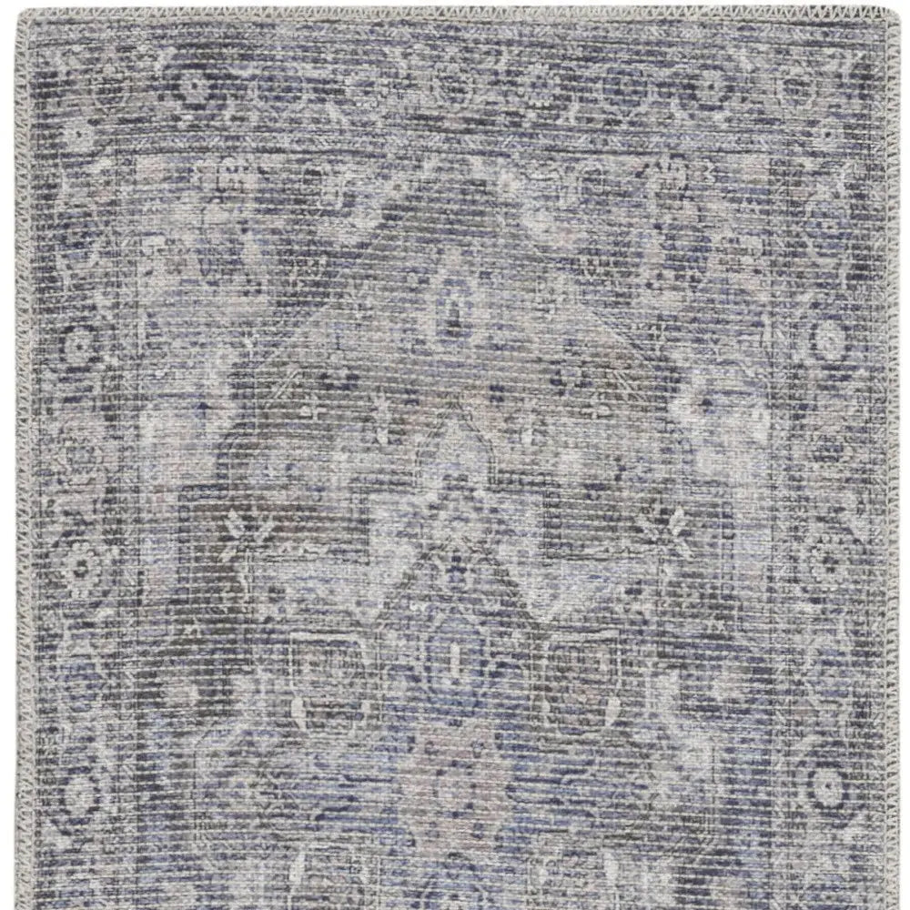 2' X 6' Grey Oriental Power Loom Distressed Washable Runner Rug - Homeroots - Flyclothing LLC