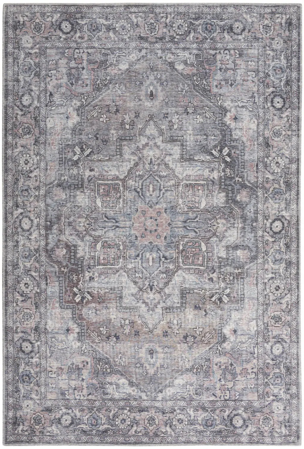 4' X 6' Grey Oriental Power Loom Distressed Washable Area Rug - Homeroots - Flyclothing LLC