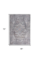 4' X 6' Grey Oriental Power Loom Distressed Washable Area Rug - Homeroots - Flyclothing LLC