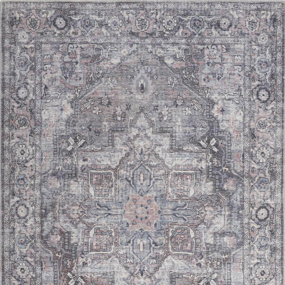4' X 6' Grey Oriental Power Loom Distressed Washable Area Rug - Homeroots - Flyclothing LLC