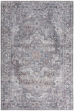 5' X 7' Grey Oriental Power Loom Distressed Washable Area Rug