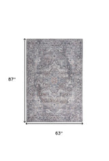 5' X 7' Grey Oriental Power Loom Distressed Washable Area Rug - Homeroots - Flyclothing LLC