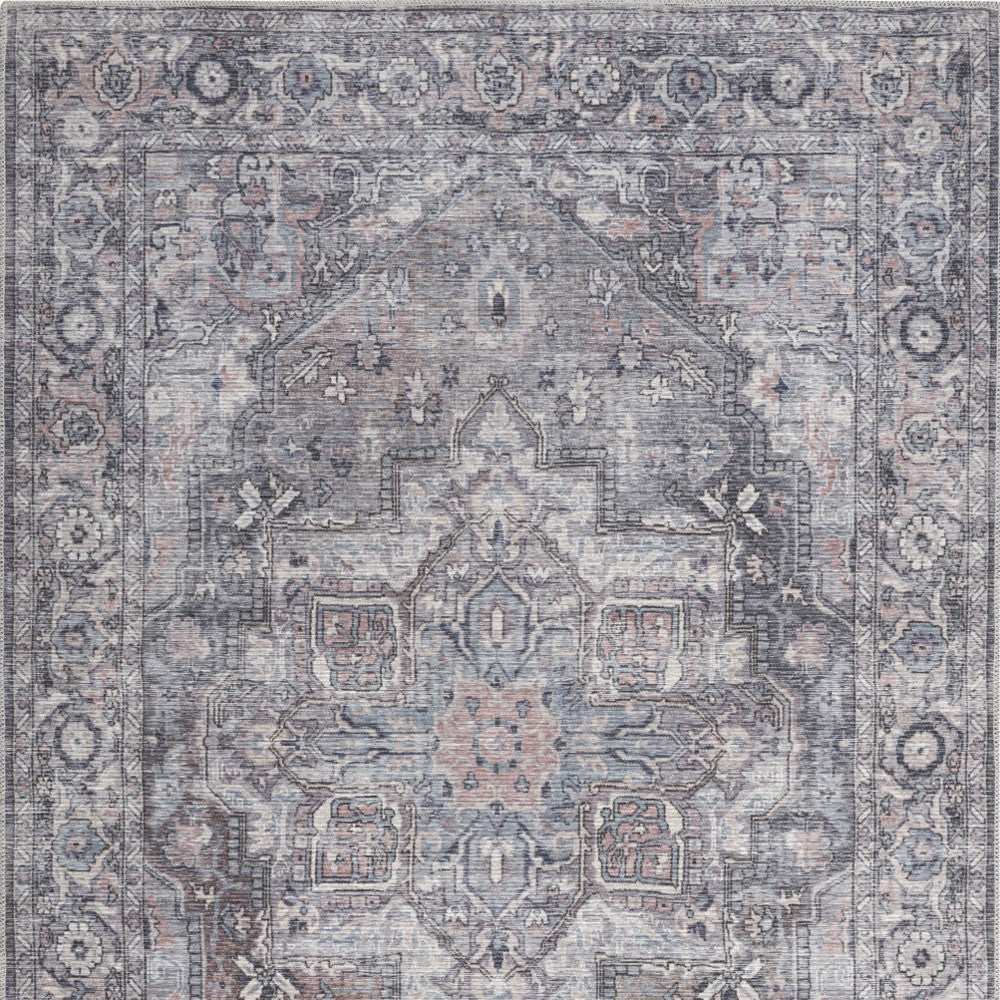 5' X 7' Grey Oriental Power Loom Distressed Washable Area Rug - Homeroots - Flyclothing LLC