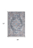4' X 6' Light Blue Oriental Power Loom Distressed Washable Area Rug - Homeroots - Flyclothing LLC