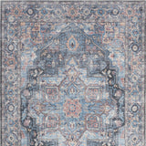 4' X 6' Light Blue Oriental Power Loom Distressed Washable Area Rug - Homeroots