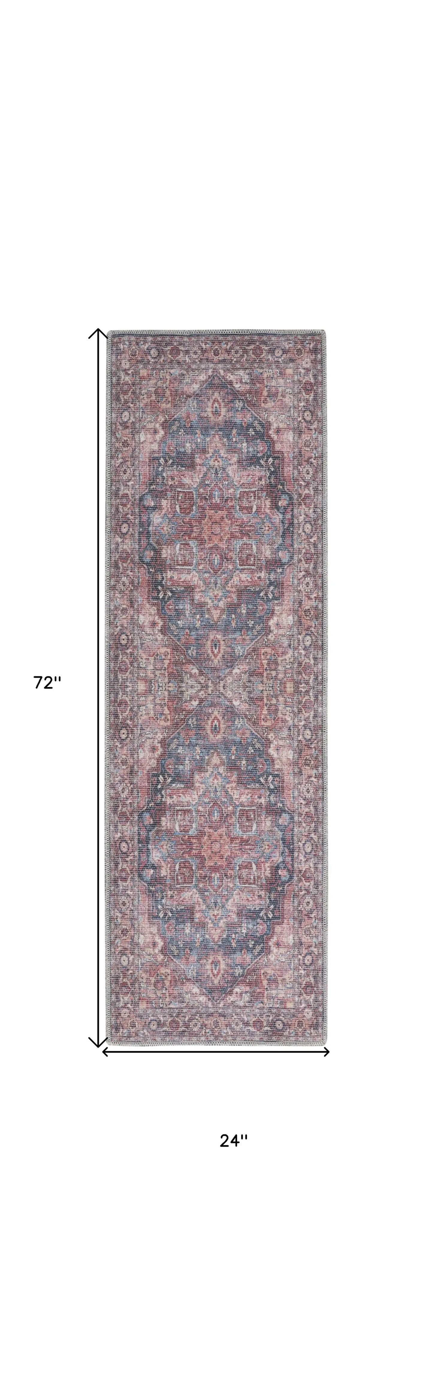 2' X 6' Red Oriental Power Loom Distressed Washable Runner Rug - Homeroots - Flyclothing LLC