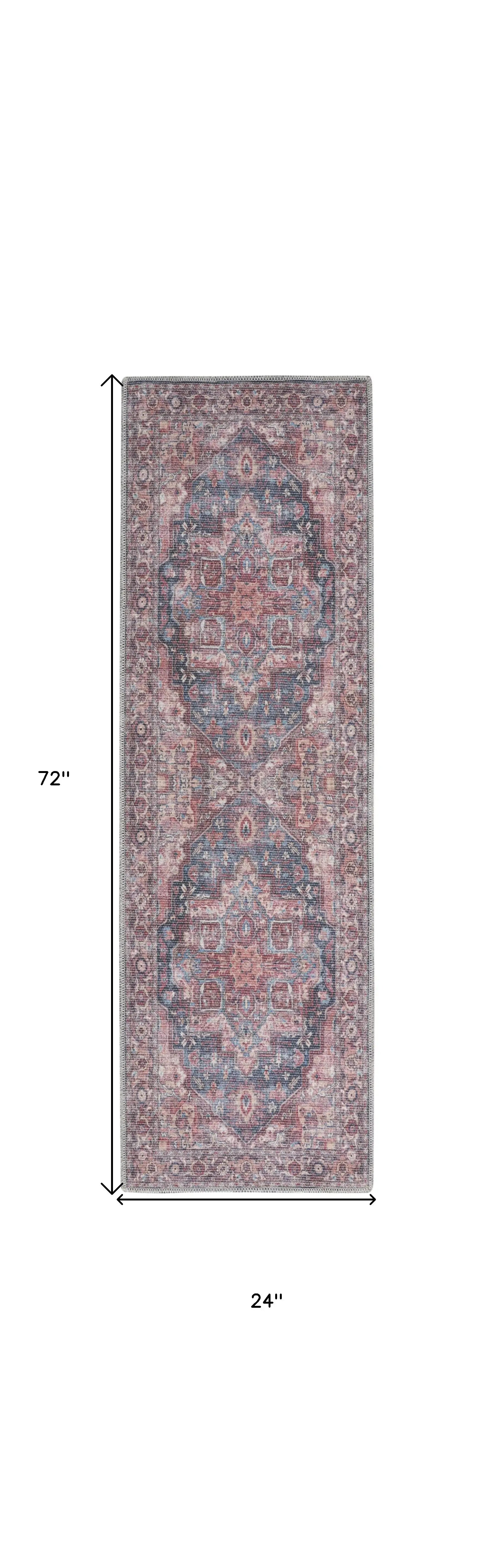 2' X 6' Red Oriental Power Loom Distressed Washable Runner Rug - Homeroots - Flyclothing LLC