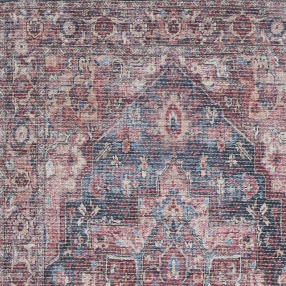 2' X 6' Red Oriental Power Loom Distressed Washable Runner Rug - Homeroots - Flyclothing LLC