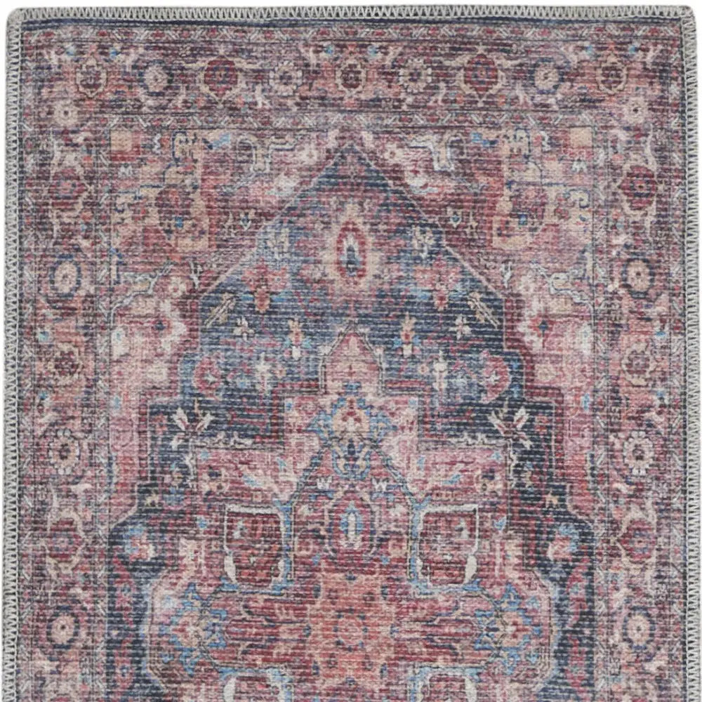 2' X 6' Red Oriental Power Loom Distressed Washable Runner Rug - Homeroots - Flyclothing LLC