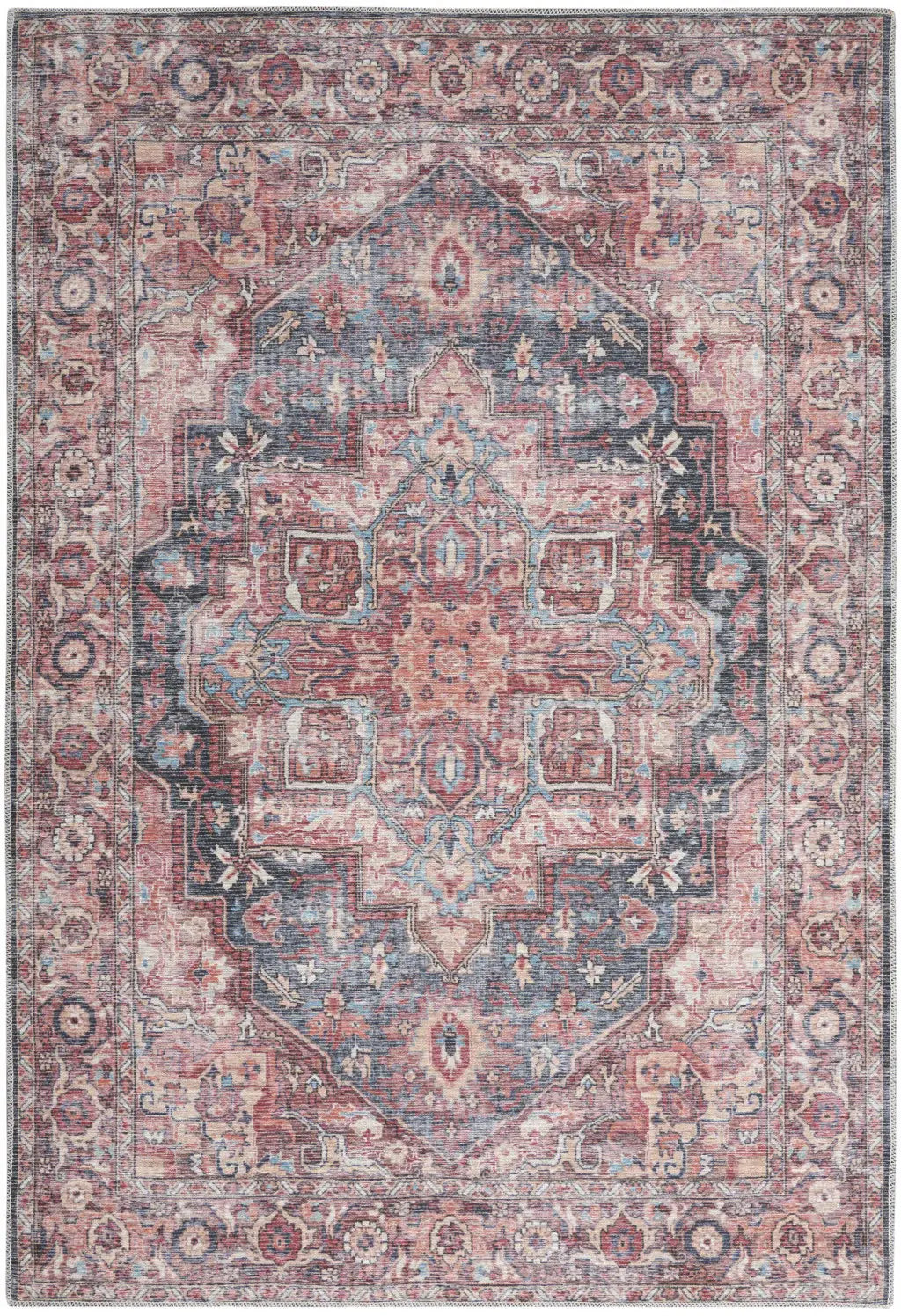 4' X 6' Multicolor Oriental Power Loom Distressed Washable Area Rug - Homeroots - Flyclothing LLC