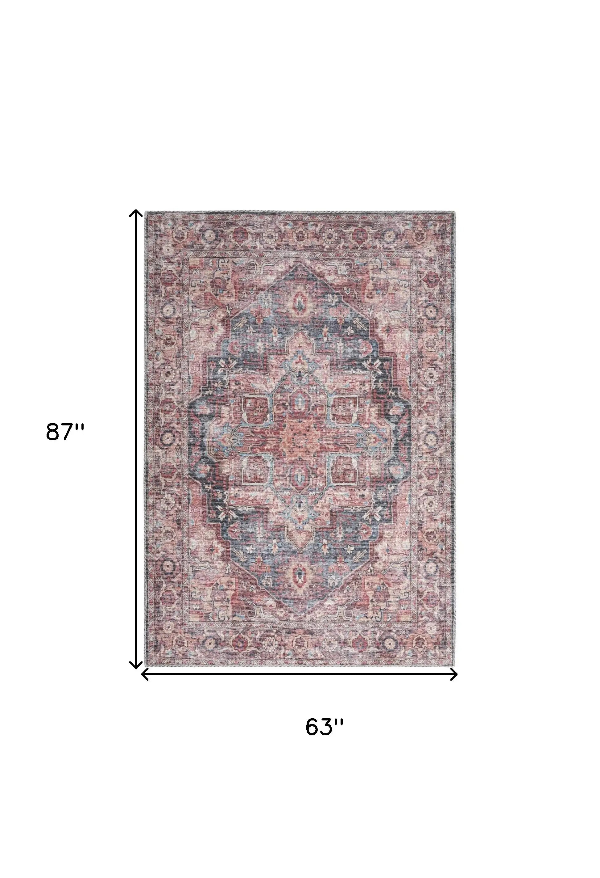 5' X 7' Multicolor Oriental Power Loom Distressed Washable Area Rug - Homeroots - Flyclothing LLC