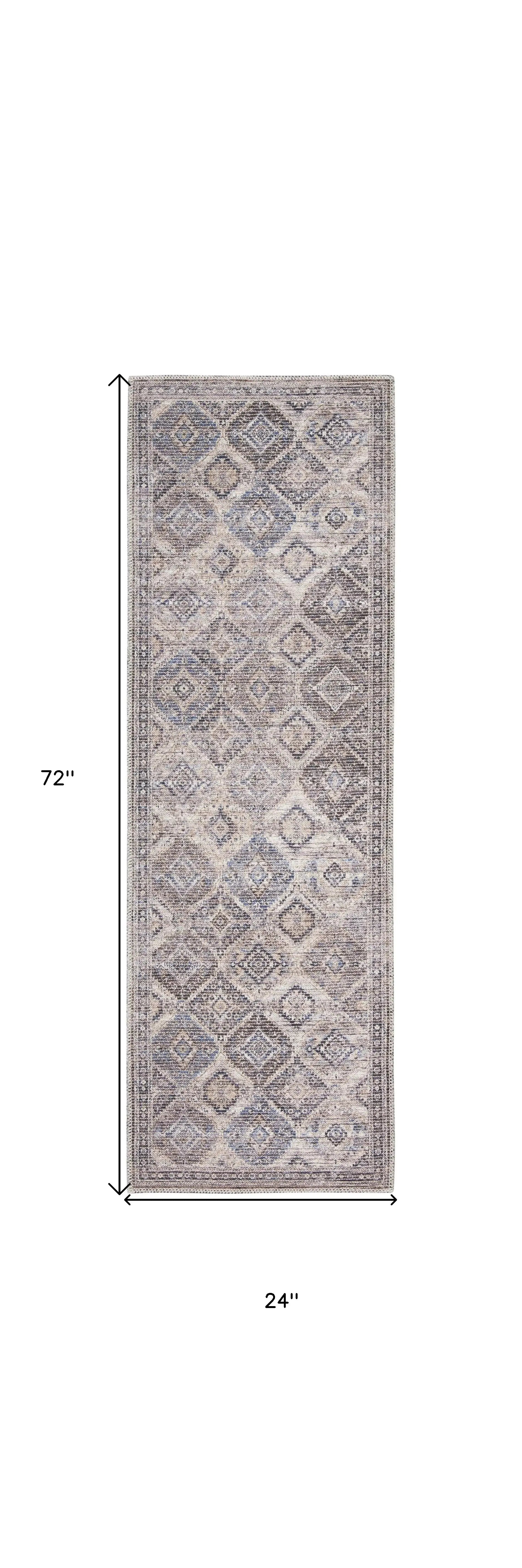 2' X 6' Ivory Latte Oriental Power Loom Distressed Washable Runner Rug - Homeroots - Flyclothing LLC