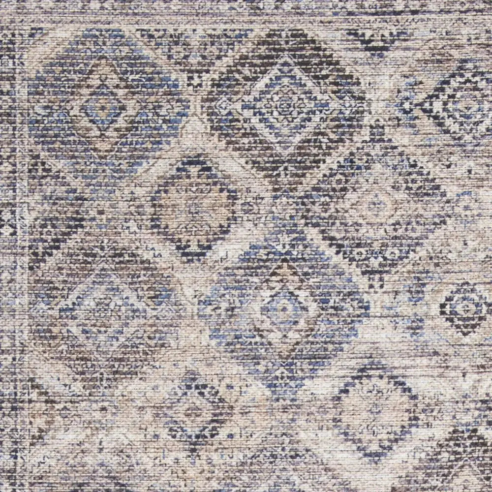 2' X 6' Ivory Latte Oriental Power Loom Distressed Washable Runner Rug - Homeroots - Flyclothing LLC