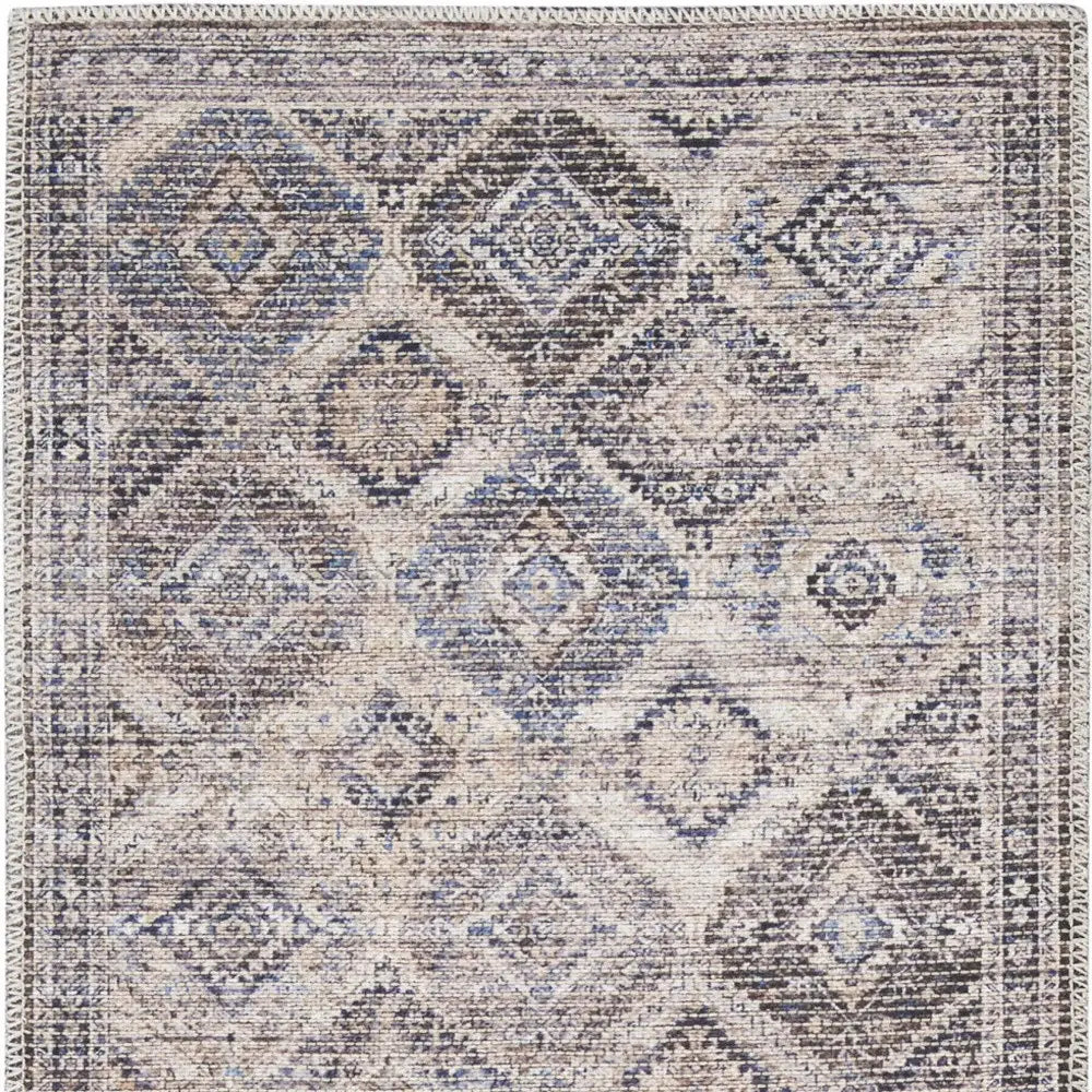 2' X 6' Ivory Latte Oriental Power Loom Distressed Washable Runner Rug - Homeroots - Flyclothing LLC