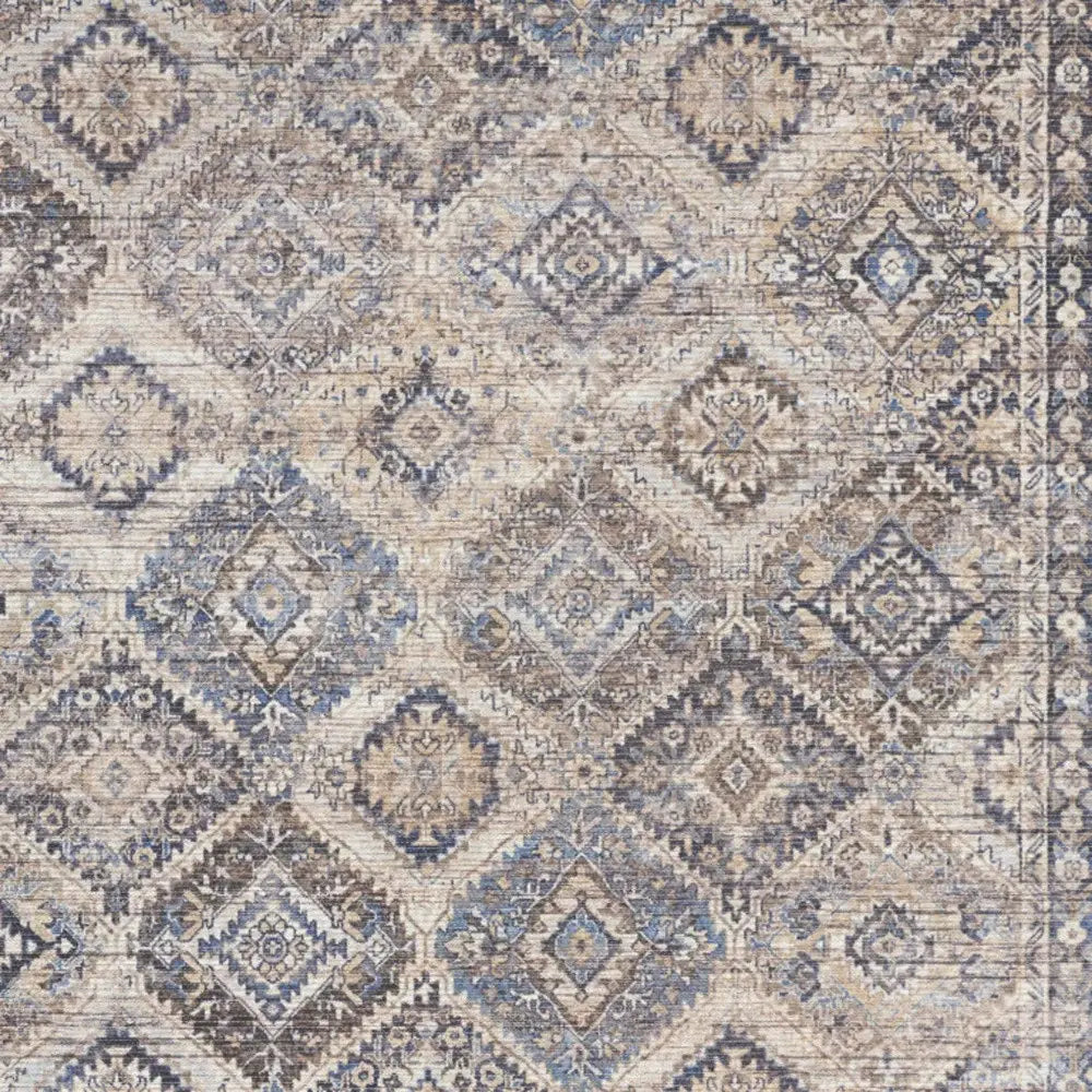 5' X 7' Ivory Latte Oriental Power Loom Distressed Washable Area Rug - Homeroots - Flyclothing LLC