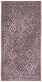 2' X 4' Maroon Oriental Power Loom Distressed Washable Area Rug - Homeroots