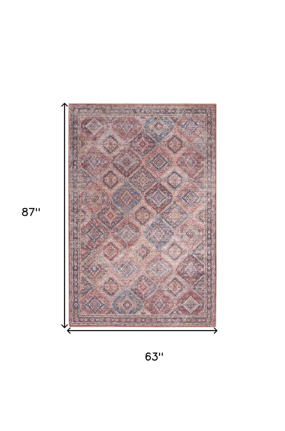 5' X 7' Multicolor Oriental Power Loom Distressed Washable Area Rug - Homeroots - Flyclothing LLC