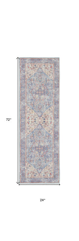 2' X 6' Blue Oriental Power Loom Distressed Washable Runner Rug - Homeroots - Flyclothing LLC