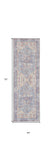 2' X 6' Blue Oriental Power Loom Distressed Washable Runner Rug