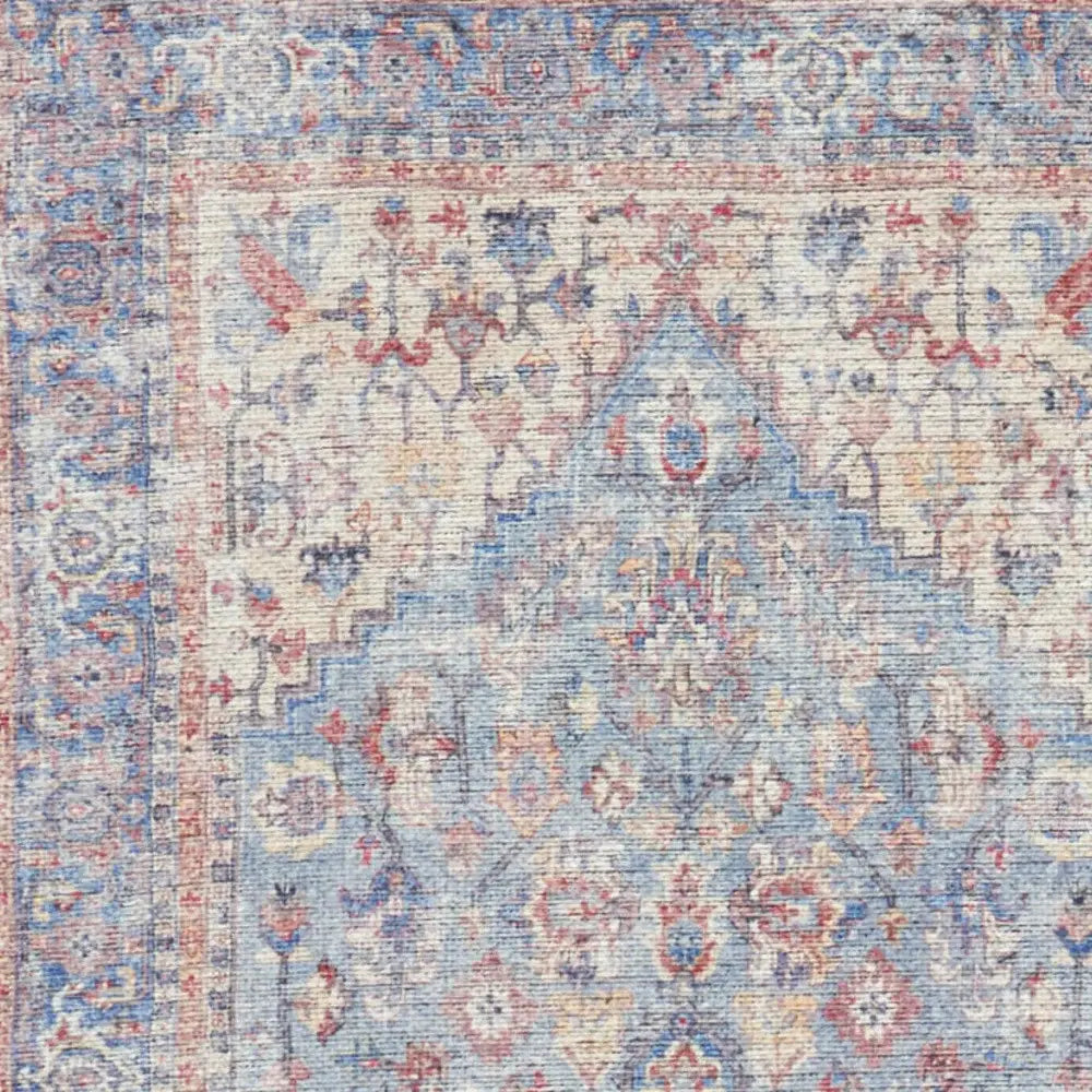 2' X 6' Blue Oriental Power Loom Distressed Washable Runner Rug - Homeroots - Flyclothing LLC