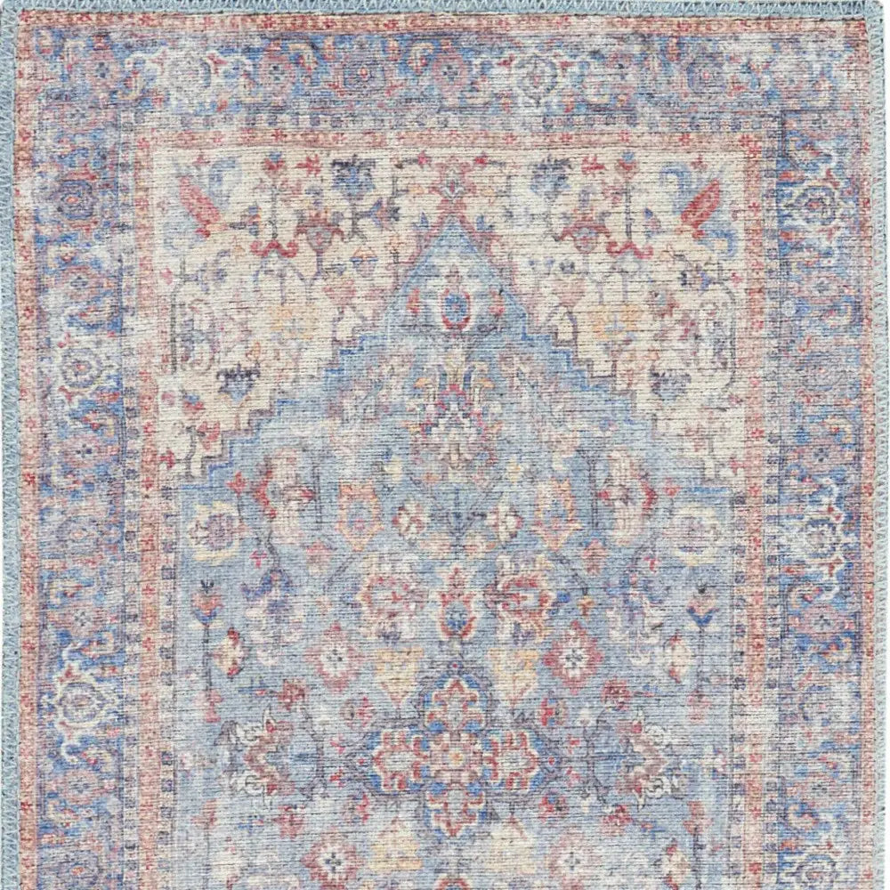 2' X 6' Blue Oriental Power Loom Distressed Washable Runner Rug - Homeroots - Flyclothing LLC