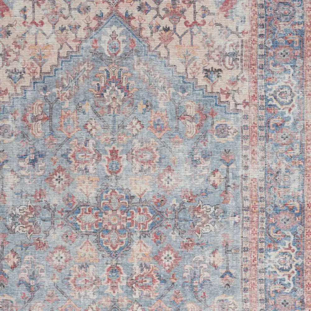 5' X 7' Blue Oriental Power Loom Distressed Washable Area Rug - Homeroots - Flyclothing LLC
