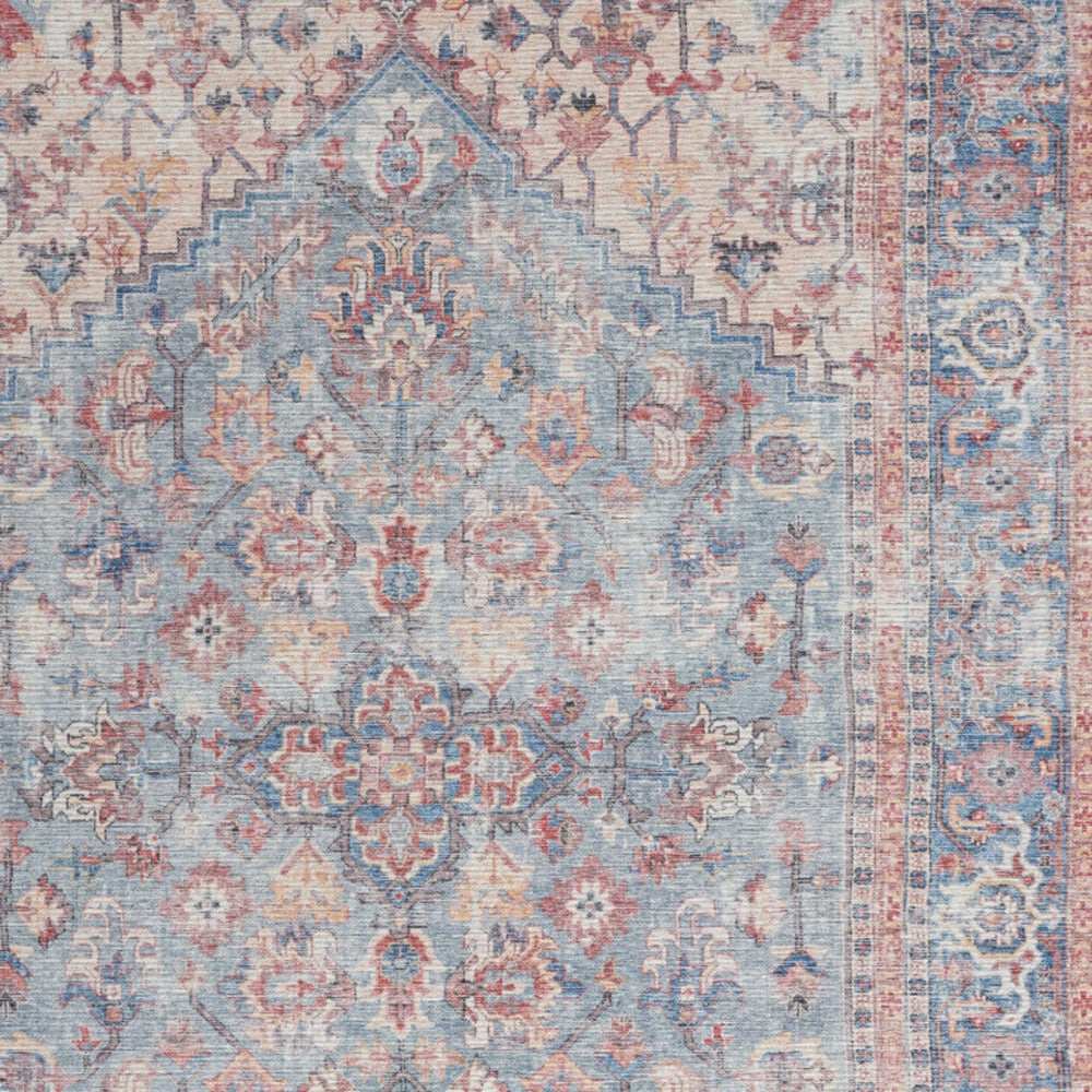 5' X 7' Blue Oriental Power Loom Distressed Washable Area Rug - Homeroots - Flyclothing LLC