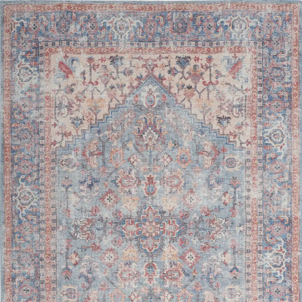 5' X 7' Blue Oriental Power Loom Distressed Washable Area Rug - Homeroots - Flyclothing LLC