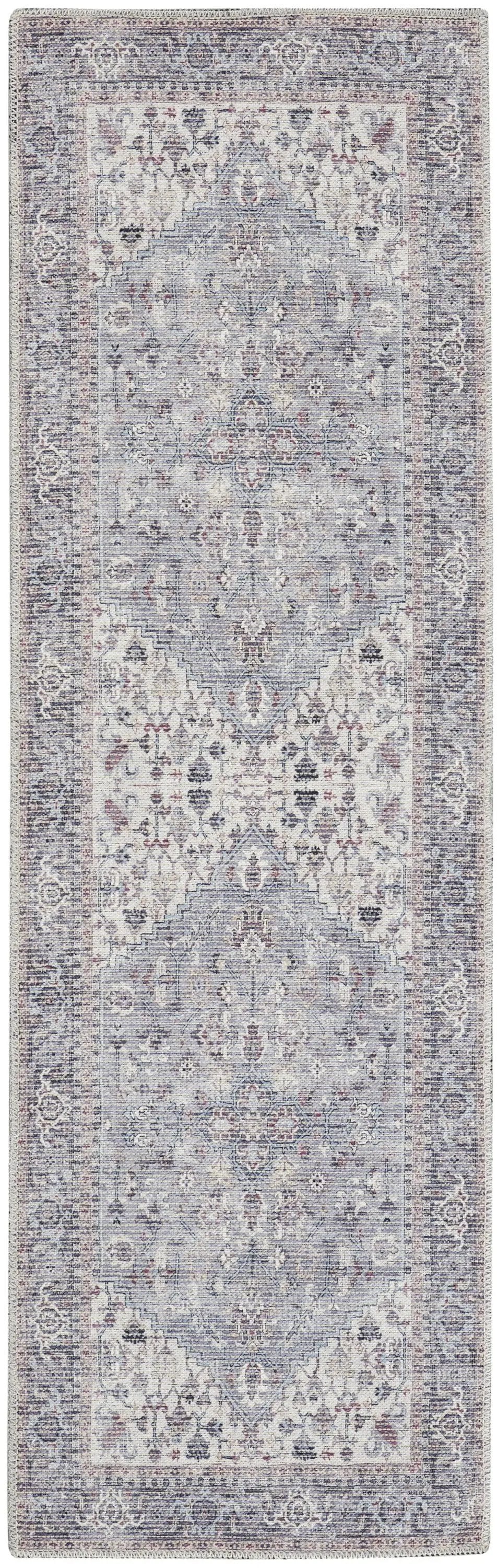 2' X 6' Grey Oriental Power Loom Distressed Washable Runner Rug - Homeroots