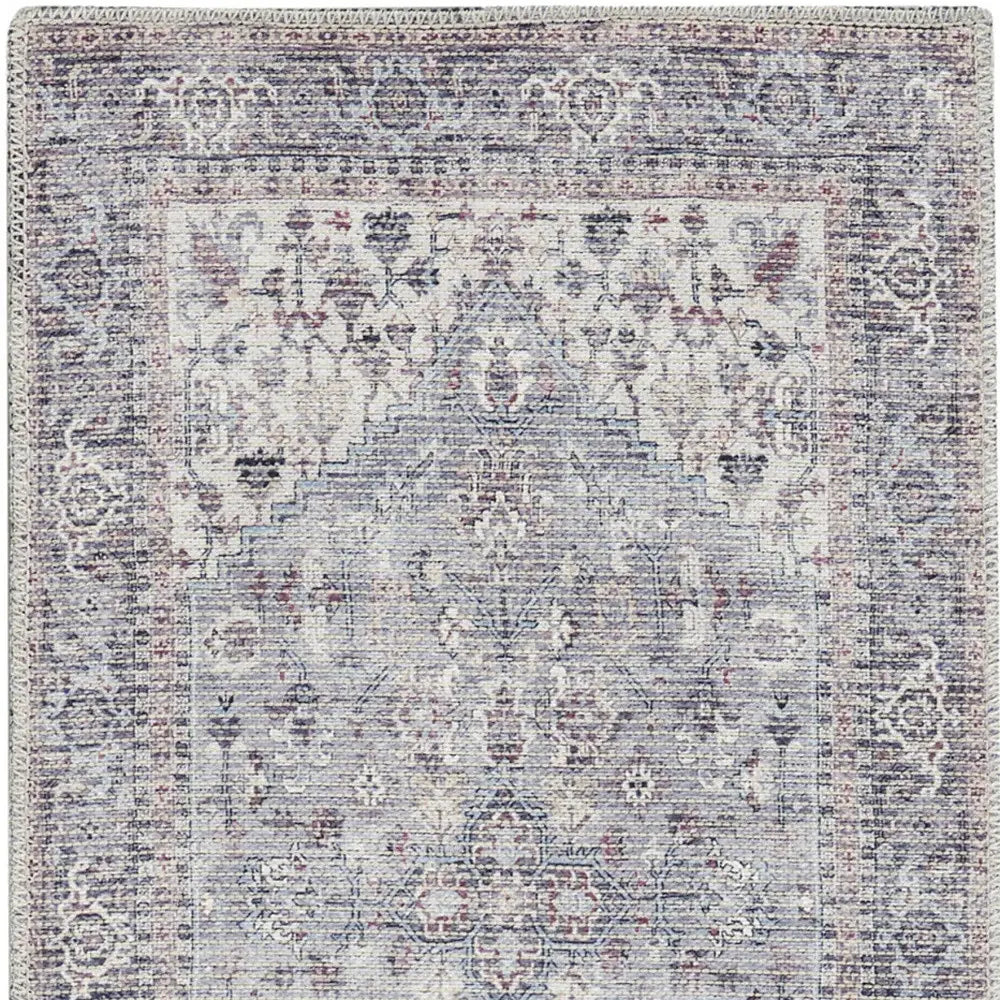 2' X 6' Grey Oriental Power Loom Distressed Washable Runner Rug - Homeroots - Flyclothing LLC