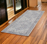 2' X 6' Grey Oriental Power Loom Distressed Washable Runner Rug - Homeroots - Flyclothing LLC