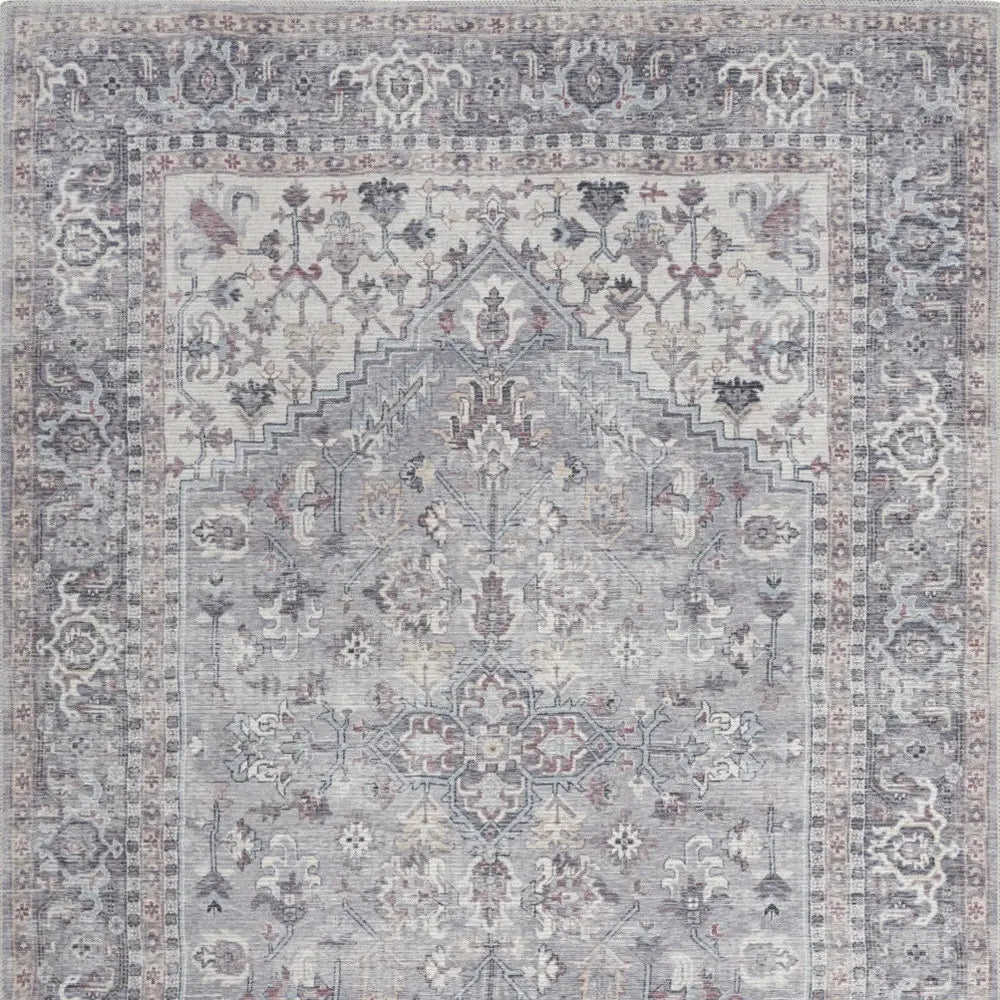 4' X 6' Grey Oriental Power Loom Distressed Washable Area Rug - Homeroots - Flyclothing LLC