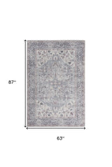 5' X 7' Grey Oriental Power Loom Distressed Washable Area Rug - Homeroots - Flyclothing LLC